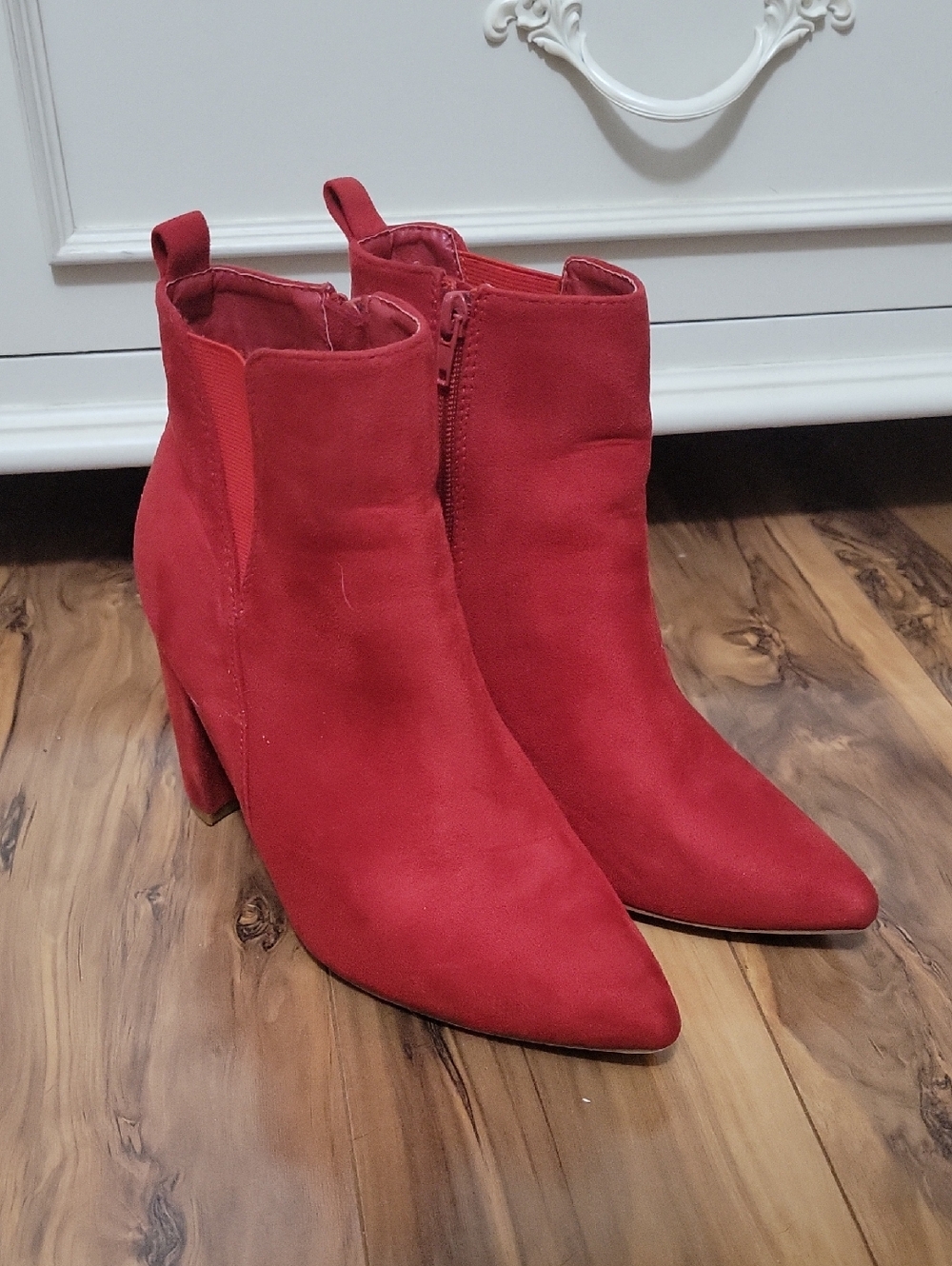 Red Women's Pointed Toe Ankle Boots - (Allegra K)